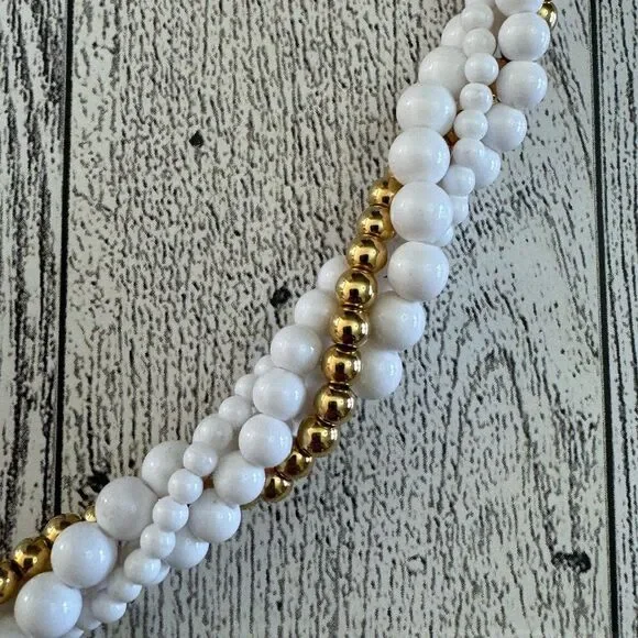 Napier White & Gold Tone Beaded Necklace - Picture 3 of 5